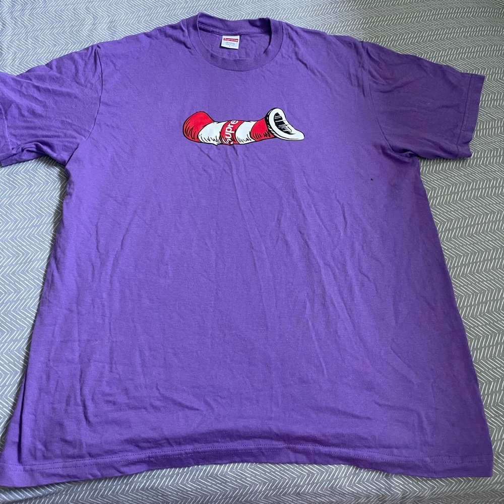 Supreme purple cat in the hat tee